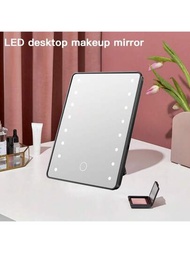 1入組可折疊LED化妝鏡，適用於梳妝臺，可攜式智能照明鏡，家用