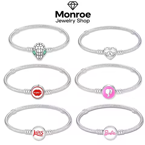925 Silver Barbie Kiss Bracelet Sitable For 925 SterlingSilver Charm DIY Birthday Holiday Gift