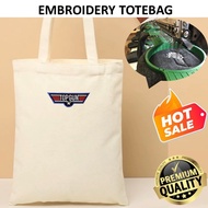 EMBROIDERY SULAM TOP GUN TACTICAL LOGO TOTE BAG CANVAS BEIGE