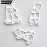 FOREVERGO 3D Cat Kitty Shape Cookie Cutters Set DIY Plastic Baking Mold Tool for Kids Children Kitch