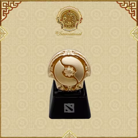 DOTA2 TI2026 Theme Artisan Keycap Golden 3d shield keycap For Mechanical Keyboard Gaming Esc Key gif