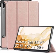 เคสฝาพับ ฝาหลังใส หมุนได้ 360° ซัมซุง แท็ป เอส7พลัส / เอส7 เอฟอี / เอส8พลัส Use For Samsung Galaxy Tab S7+ SM-T975 / S7 FE SM-T736 / S8+ SM-X806 Case Smart With Pencil Hold
