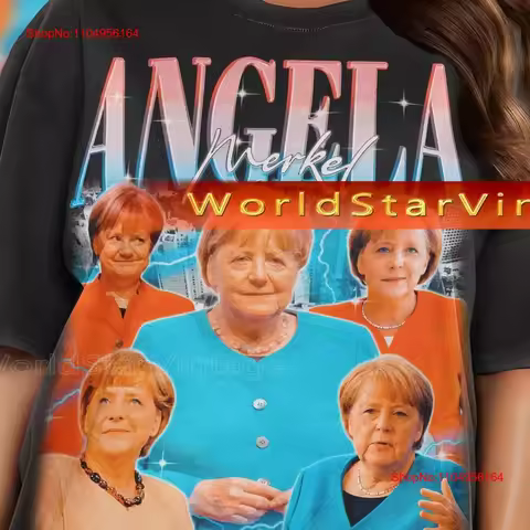 ANGELA MERKEL Vintage T Shirt Homage Fan Retro 90s Sweater Merch ari vintage Washed homme streetwear
