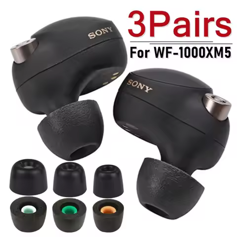 Replacement Eartips for Sony WF-1000XM5 Memory Foam Earbuds Eartips Anti-Slip Noise Cancelling Headp