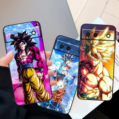 D-Dragon Ball Z Anime Goku For Google Pixel 9 8 7A 7 6A 6 5A 5 4 4A XL 5G Black Silicon Shockproof S