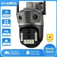 Hamrol CCTV Camera 12MP WiFi Camera Outdoor Three Lens Three Screen 8X Hybrid Zoom CCTV Security Camera Outdoor Waterproof PTZ Surveillance Camera With IPC360 Home APP