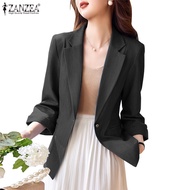 ZANZEA Women Korean Bartered Lapel Denim Fashion Employment Blazer
