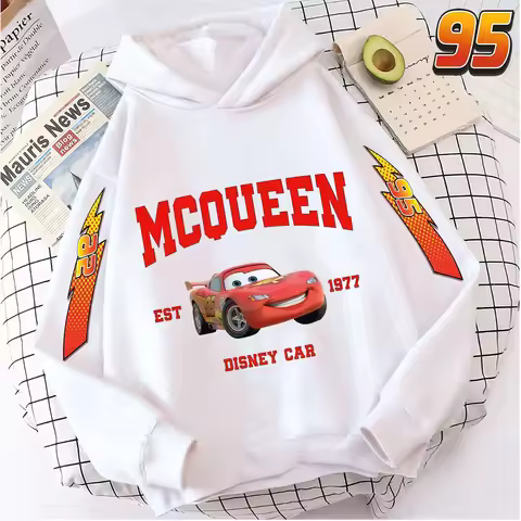 Disney Autumn Cars Lightning McQueen Hoodie Racing Design Sweatshirt Children's Hoodie Birthday Part