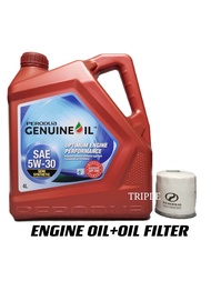 Perodua Semi Synthetic Engine Oil SAE 5W-30 4L with original Perodua Oil Filter (15601-00R01)