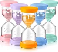 Kanayu 5 Pieces Sand Timer Marcaron Colorful Hourglass 3 Mins/ 5 Mins/ 10 Mins/ 20 Mins/ 30 Mins Clo