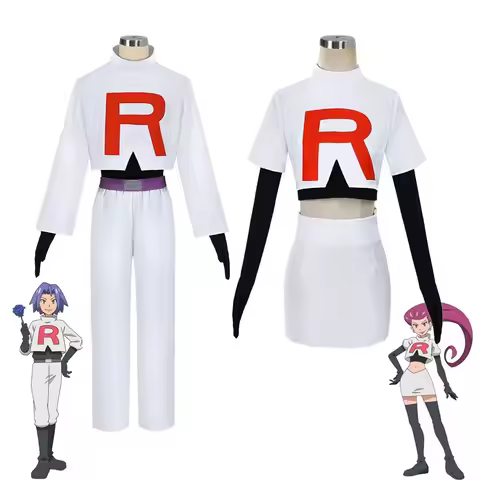 Anime Jessie And James Cosplay Costume Full Set Team Rocket Halloween Outfit for Women Men Jessie Mu