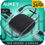 AUKEY CB-C70 USB C Hub Adapter with Wireless Charger 5-in-1 Type-C Hub with 2 USB 3.0 Ports, 4K HDMI