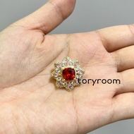 MERAH Mini chin brooch dahlia flower marquise zircon diamond red cushion cut