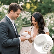 PAODERIMA Velvet Ring Box, Velvet Material 2 Slots/3 Slots Three Ring Box, Gift Box Oval Shape Handm