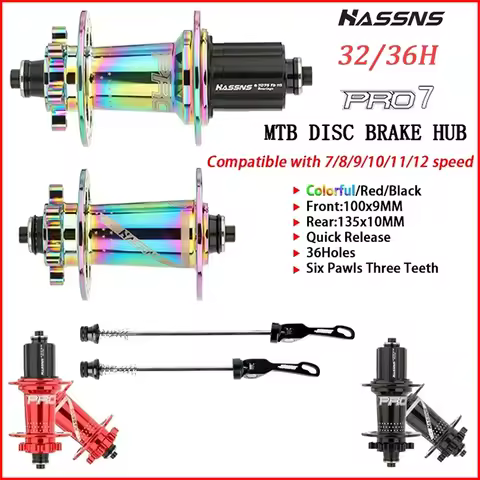 HASSNS PRO7 MTB Hub 24 32 36 Holes Bearing Mountain Bike Quick Release Hub 36h 32h 24h Noisy Cube Bi
