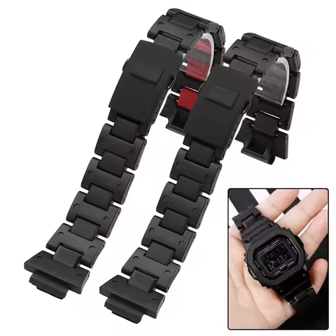 Modified Plastic Steel Watch Strap for Casio DW6900 DW-6900 9600 DW5600 DW-5600 GW-M5610 GW-5000 Bla