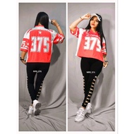 MRS 375 - Streetwear Jersey Oversized Crop Top Wanita Streetwear Rugby/ Hickey/