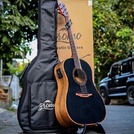 Cheap Bromo BAT9ME-BlacK Top SOLID Guitar free Thick gigbag bag and flat seting Non COD