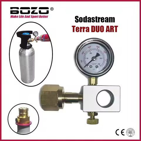 Soda Water Terra DUO ART CO2 Cyinder Refill Fill Station Adaptor With Gauge Quick Connect Tank Bottl