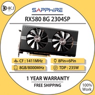 USED SAPPHIRE RX 590 8GB Graphics Cards SP 2304 1545MHz D5 8000MHz GPU Radeon RX590 8GB Nitro + AMD 