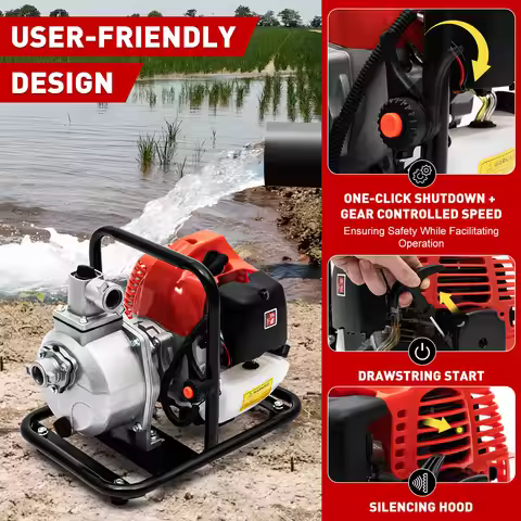 40.2CC 2-Stroke Engine Petrol Water Pump Dirty Water Pump Garden Pump Pond Pump Single Cylinder Air-