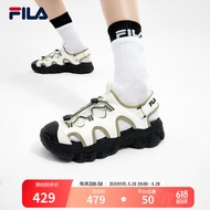 FILA 斐乐官方 FLUID 5 SANDAL复古凉鞋女2024夏新款猫爪凉鞋 雪白/苔藓绿色-SM 37.5
