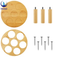Rotating Coffee Syrup Organizer Wood Coffee Syrup Rack 7 Slots Syrup Bottle Stand for Syrup Liquor W