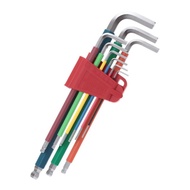 Emark Hex Wrench 9-Piece Set Color Coating Extra Long Anti-Slip Grip (Hex Ball Shape, Star Shape Wit