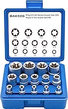 DAKCOS 14-Piece External Torx Socket Set 1/4 Inch 3/8 Inch and 1/2 Inch Sockets E4, E5, E6, E7, E8, 
