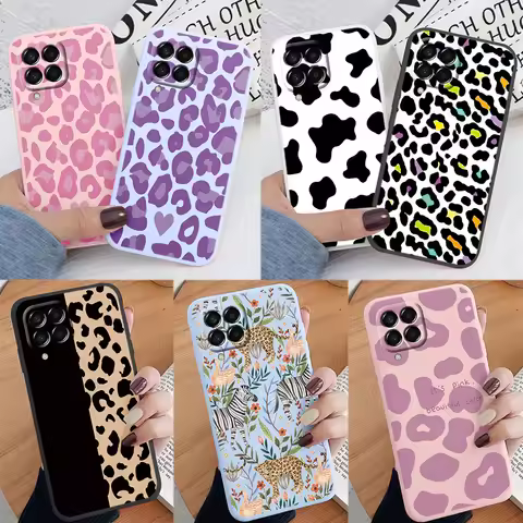 Phone Case For Samsung Galaxy M33 M53 M13 M23 M14 5G Leopard Print Soft Silicone TPU Back Cover Case