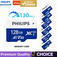 PHILIPS Micro SD Card 4K UHS-I V30 Class10 130Mb/S Memory Cards for Security Cameras, Action Cameras