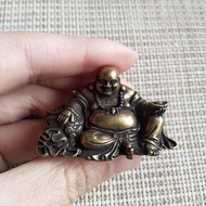 Pocket Brass Maitreya Laughing Buddha Small Ornament Sitting Buddha Buddha Copper Buddha Statue Hand Handle Ancient Copp