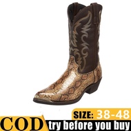 Western Cowboy Boots Pointed Toe Winter Warm Cowboy Boots Shoes Men Mid Boots Male Cossacks Boots Me