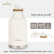 【GrandTies】為大水量需求的你而生 雙蓋寬口1890ml雙蓋真空不鏽鋼保溫瓶/保溫杯(野餐/運動/保冷/保溫)