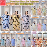 6XL Pyjamas Set Short Pant Plus Size Slik Cotton Cartoon Comfortable Sleepwear Nightwear/Baju Tidur Pasang Pendek/特大双短睡衣套装