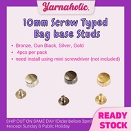 Bag Base-10mm Screw Typed Bag base studs (4pcs) /Tapak Kaki Beg Bag Stud / Stud for bag base / Paku 