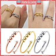 ci Stainless Steel Anxiety Fidget Ring Anxiety Ring with Beads Stress Relief Ring