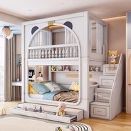 兒童高低床同寬上下床雙層床加高護欄美式子母床小戶型