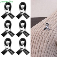 JEREMY Black Ribbon Pin, Awareness Breast Cancer Funeral Ribbon Badge Brooch, Enamel Black Ribbon Ba