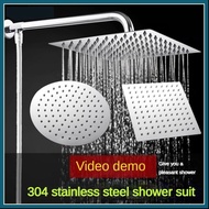 SUS304 stainless steel roof rain shower head set pressurized bathroom shower head home 8 10 inch roof rain shower extension pipe arm