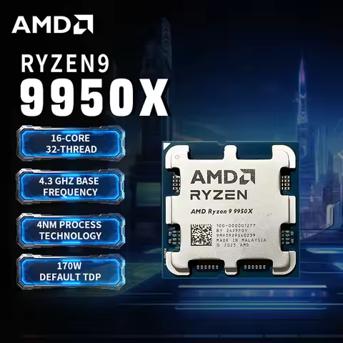 AMD Ryzen 9 9950X Gaming CPU R9 9950X Up to 5.7GHz 16-Core 32-Thread AM5 64MB Cache Processor withou