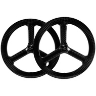 20inch 451 3spoke Tri-spoke Clincher 48 Depth 25 Width Carbon Folding Bike Wheelset BMX Racing Rim/W