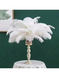 5入組20〜25cm（7.87in-9.84in）白色長尾鴕鳥羽毛,用於舞台表演,婚禮,情人節派對,插花和diy裝飾