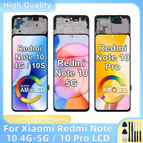 AMOLED For Xiaomi Redmi Note 10 4G LCD Note 10 5G Display M2101K7AI For Redmi Note 10 Pro Display M2