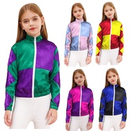 inhzoy Girls Horse Riding Jacket Checkered Long Sleeve Shirts Zip Up Kids Equestrian Costume