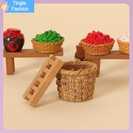 TINGLE Mini Dollhouse Farmer 1:12 Resin Bench Ladder High Quality Basket Vegetable OB11/Miniature Dollhouse Decoration