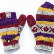 手工編織 保暖 觸控手套 防風手套 手織純羊毛針織手套/可拆卸手套/內刷毛手套/保暖手套 聖誕節禮物 情人節-西班牙童趣