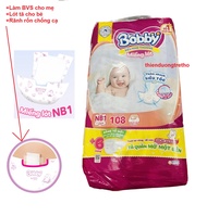 Miếng lót sơ sinh BOBBY NB1 108 miếng + 6 tã mở 1 bên