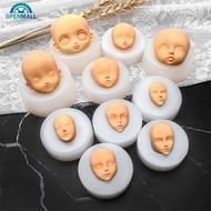 OPENMALL Q Version 3D Facial Mould Clay Head Baby Face Molds Silicone Doll Face Mold Fondant Accesso