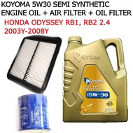 HONDA ODYSSEY RB1,RB2 2.4 2003y -2008y AIR FILTER + OIL FILTER + KOYOMA 5W30 SEMI SYNTHETIC ENGINE O
